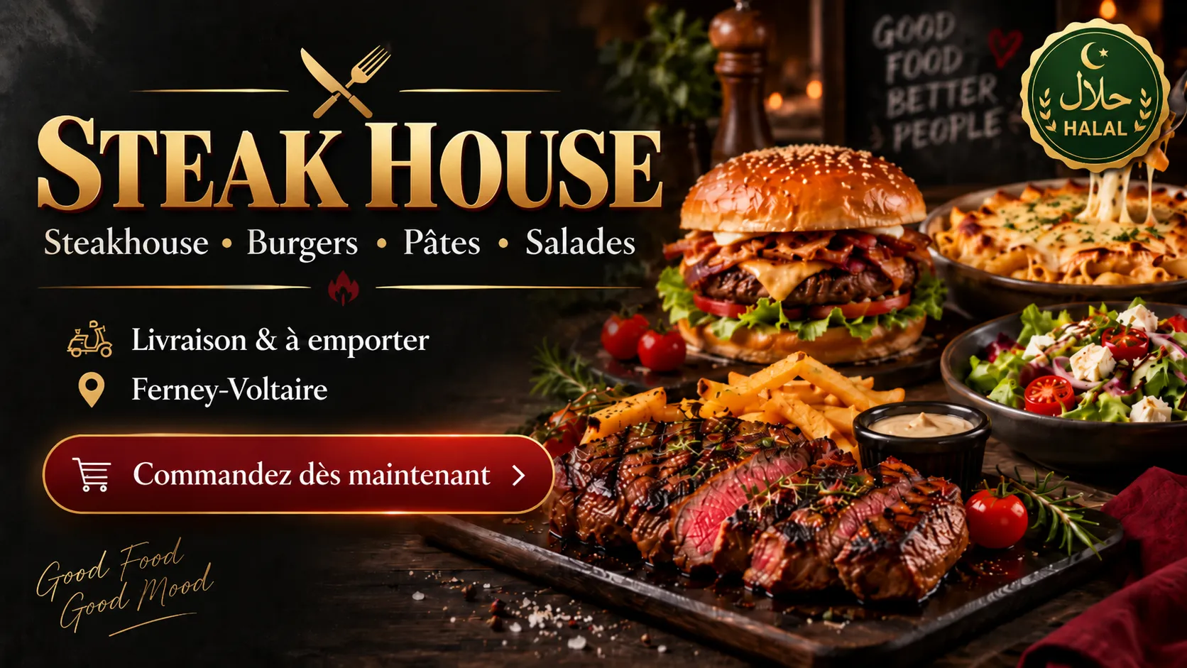 Steak House Ferney — Burgers, viandes & salades halal à Ferney-Voltaire